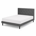 Cama doble de madera con tapizado de tela gris de 200x160 cm