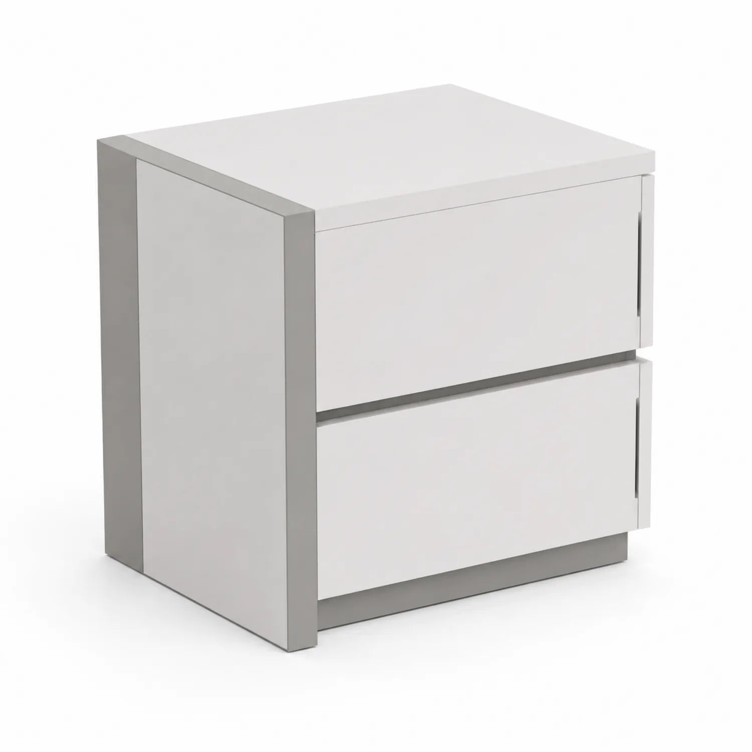 Table de chevet 2 tiroirs en bois Blanc/Gris