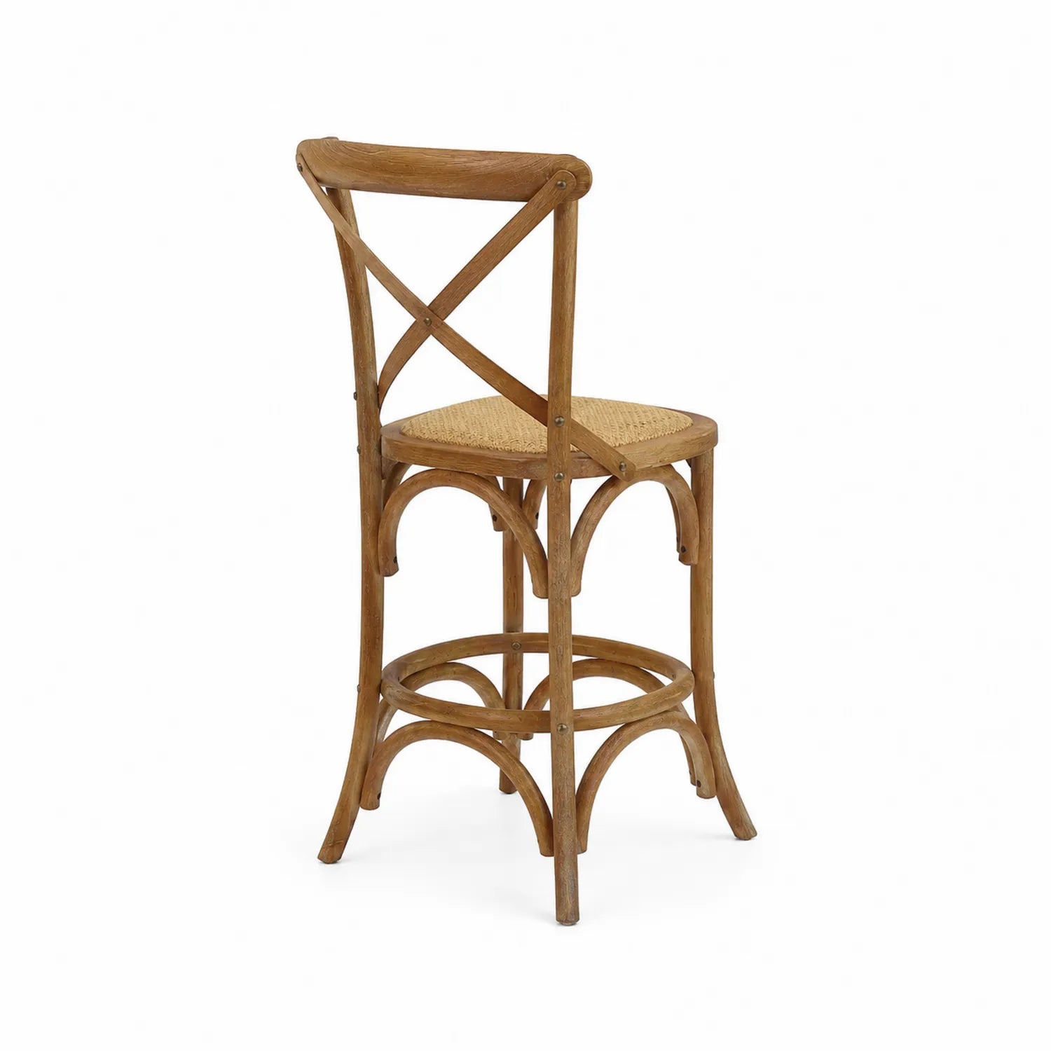 Tabouret de bar en bois avec assise en rotin