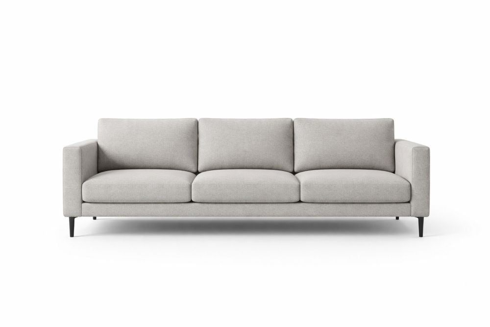 Three-Seater Sofa Light Gray Polyester Steel