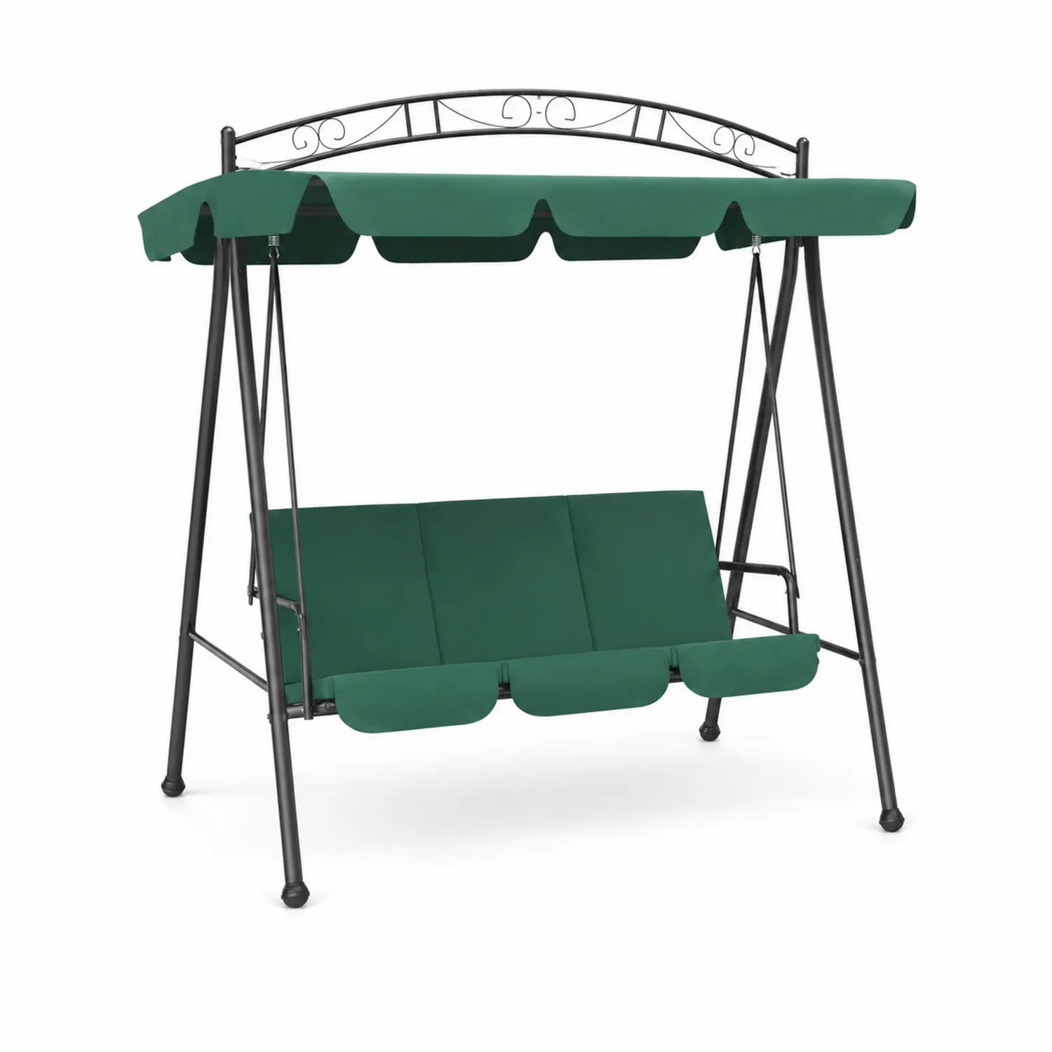 Balancelle d'extérieur en métal 3 places Vert avec toit inclinable