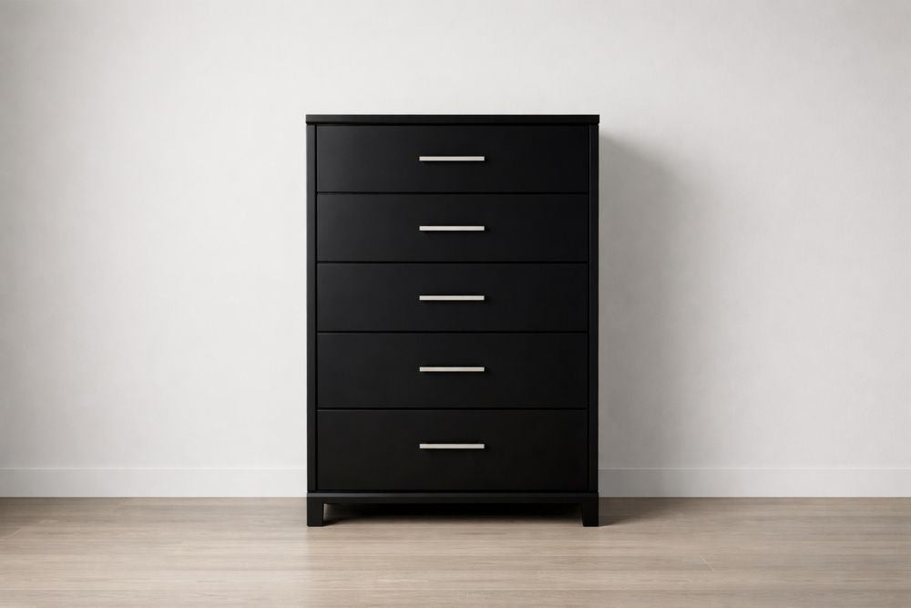 Black 5-Drawer Wood Chest