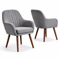 Juego de 2 sillones de tela de poliéster gris con patas de madera