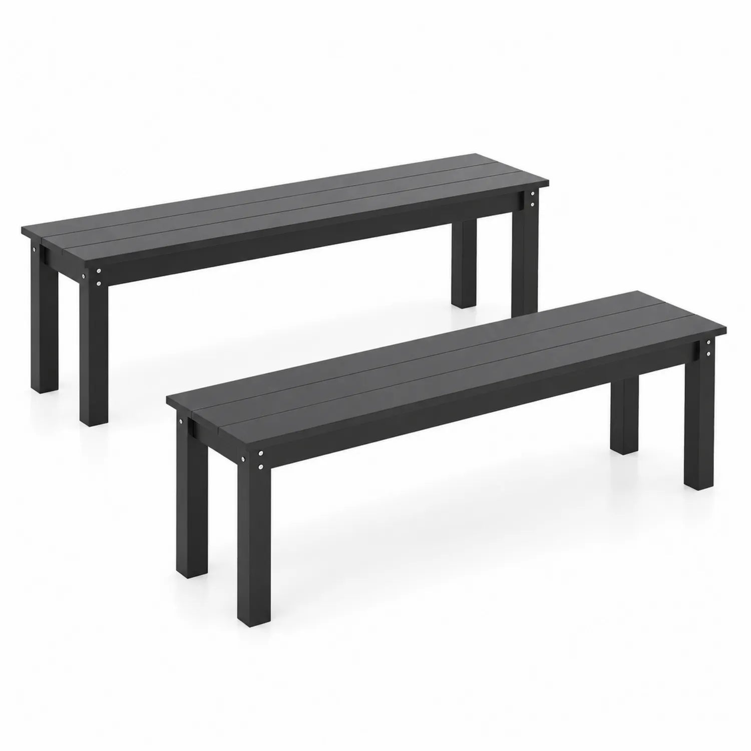 Lot de 2 bancs d'extérieur en métal aluminium Gris Anthracite 120cm