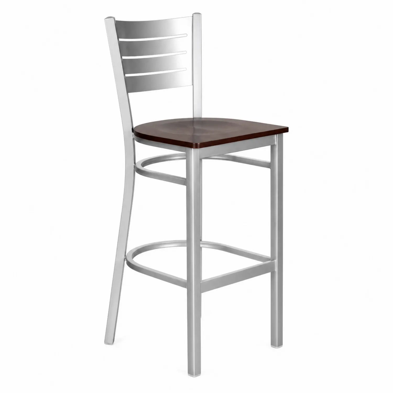 Tabouret de bar en métal avec assise en bois 75 cm Argent/Marron