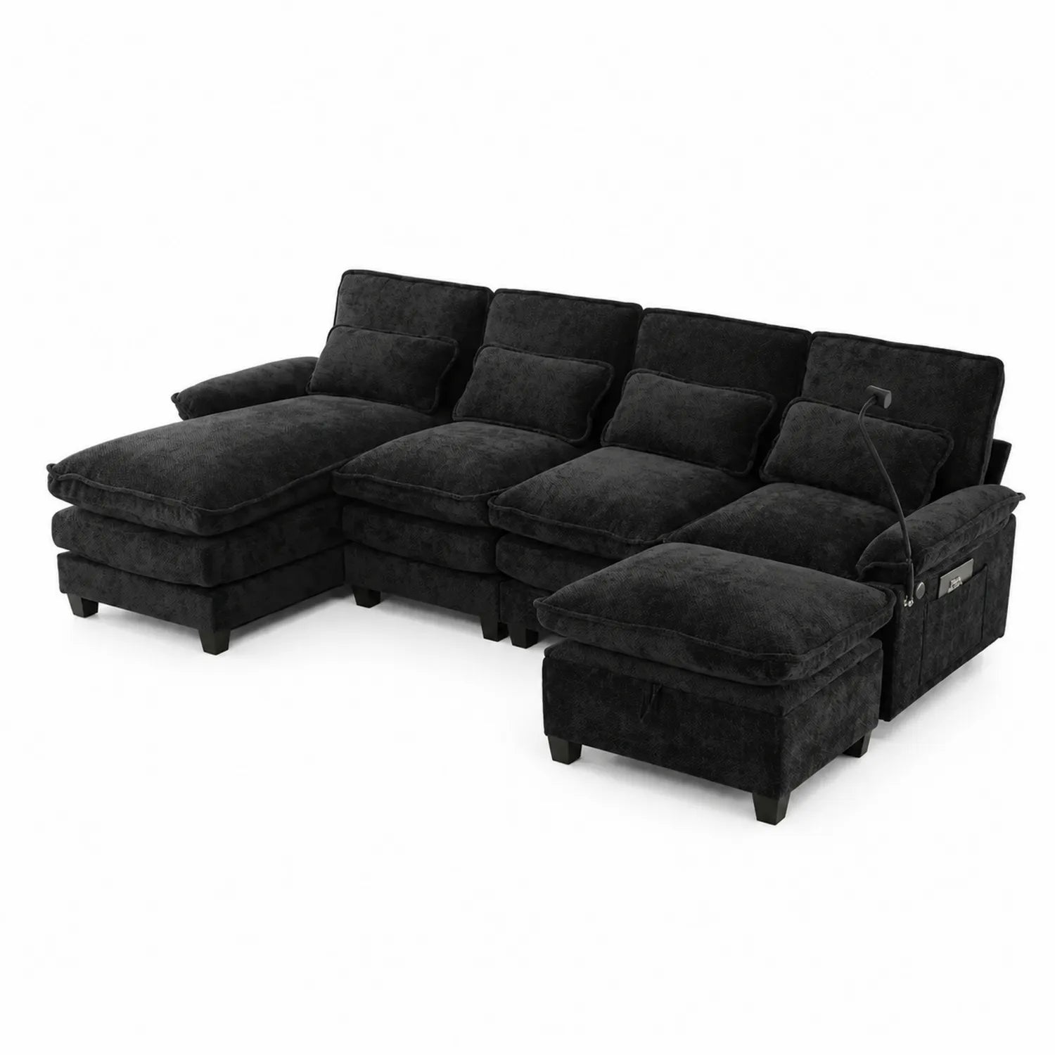 Canapé d'angle modulable en tissu noir