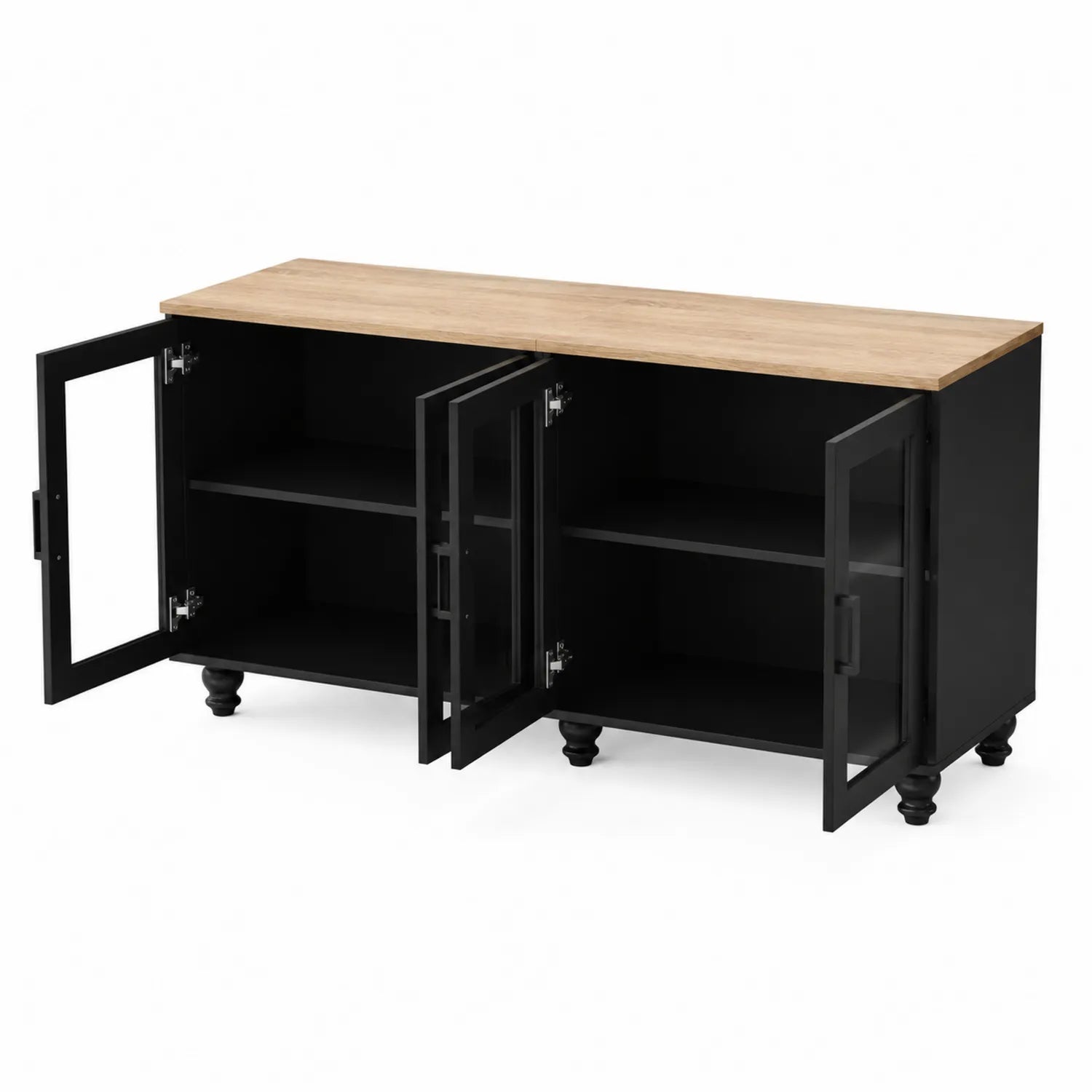 Meuble TV rectangulaire 150x40x50 cm en bois et métal noir