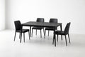 Metal Dining Table Set with 4 Faux Leather Chairs - Black