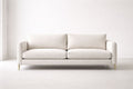 Beige Polyester Upholstered Sofa with Metal Legs