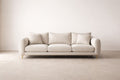 Beige Fabric Sofa with Cushions, Three-Seater