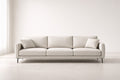 Beige Fabric Three-Seater Sofa with Metal Legs