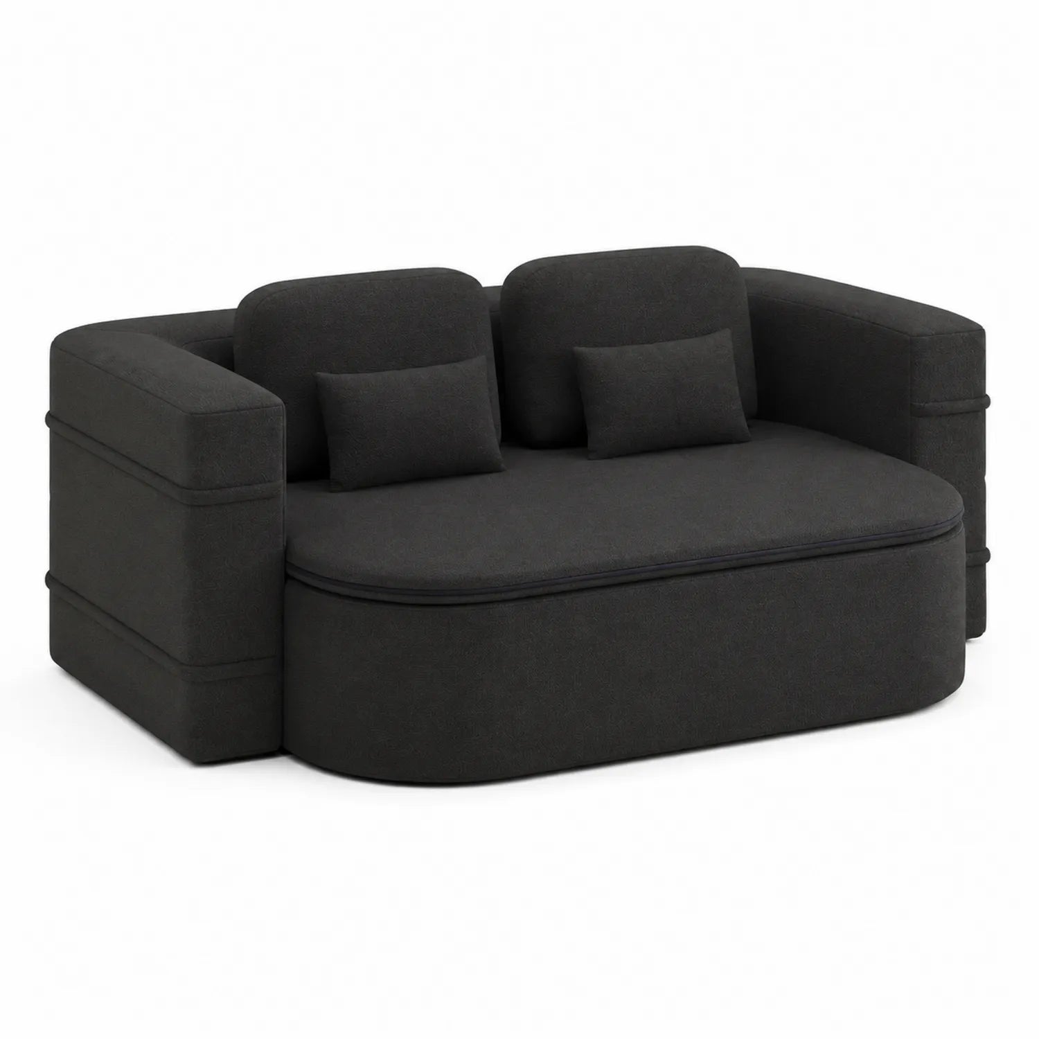 Canapé Ovale en Tissu Gris Anthracite
