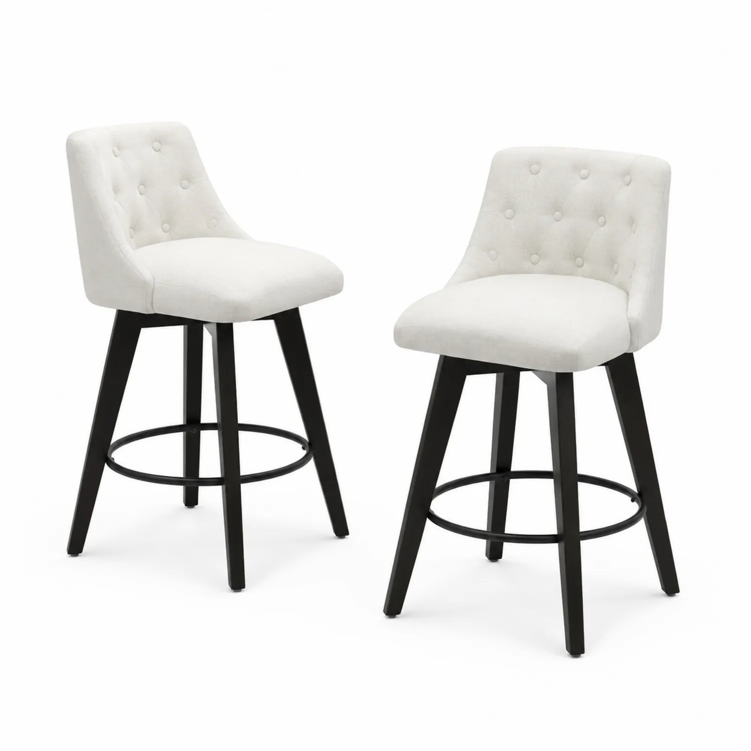 Lot de 2 Tabourets de Bar en Bois et Tissu Pivotants