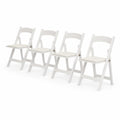 Juego de 4 sillas plegables de madera con asiento de poliéster blanco