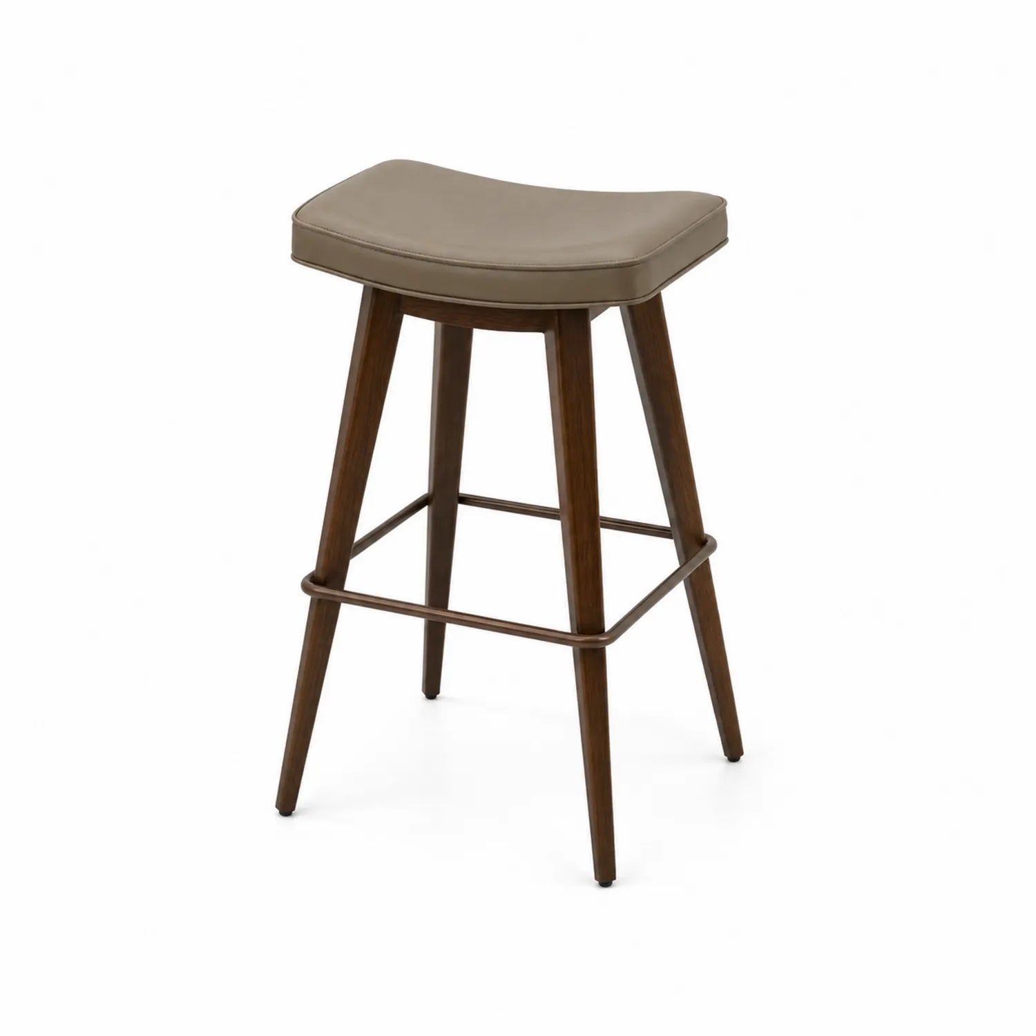 Tabouret de Bar en Bois avec Assise en Similicuir Taupe 75cm