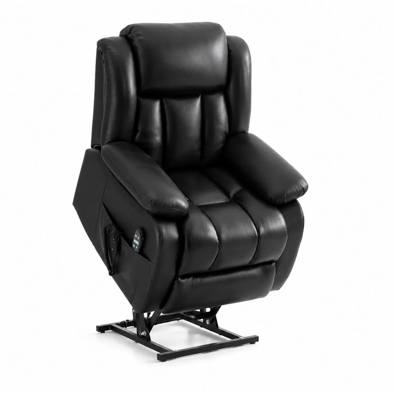 Fauteuil relax électrique en cuir synthétique Noir avec élévation