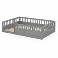 Cama infantil de madera con barandillas de seguridad de 200x90 cm, color gris