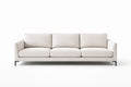 Beige Fabric Three-Seater Sofa with Metal Legs