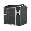 Abri de jardin en plastique avec fenêtres 191x132x215 cm Gris