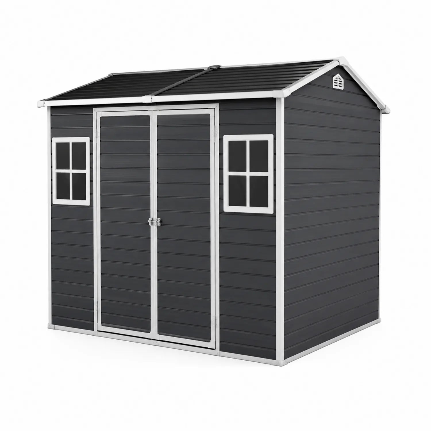 Abri de jardin en plastique avec fenêtres 191x132x215 cm Gris