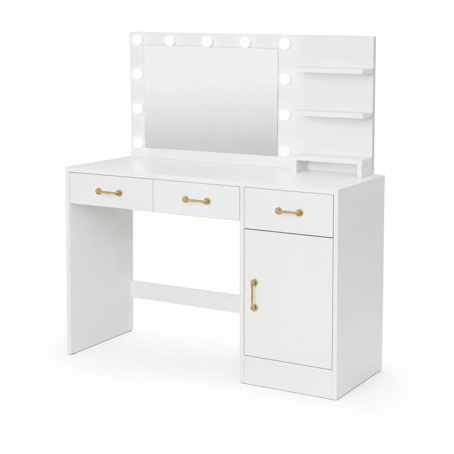 Coiffeuse en Bois avec Miroir LED et Rangement Blanc