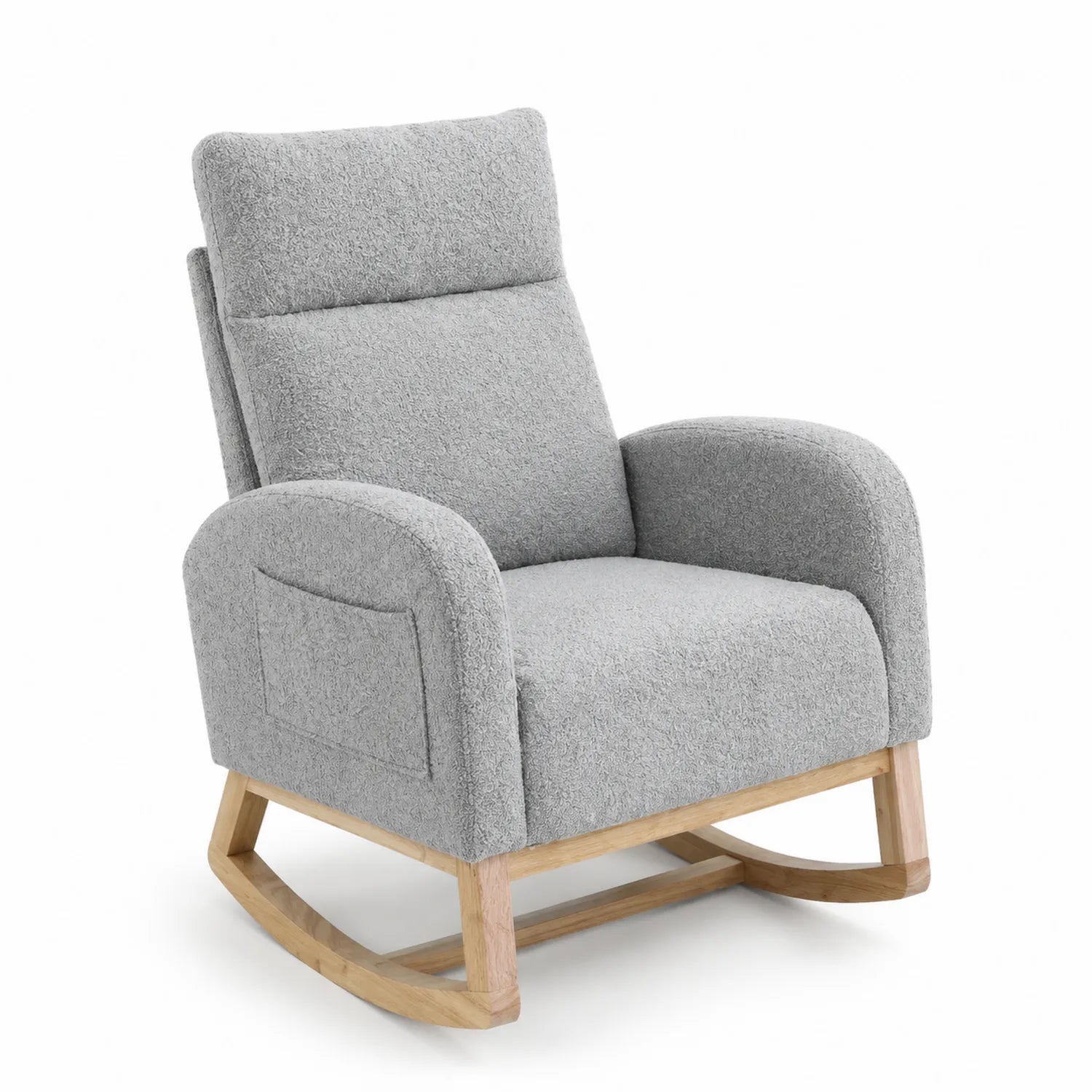 Fauteuil à bascule en polyester et bois chêne Gris