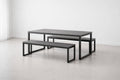 Black Metal Dining Table Set with Benches