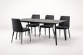 Black Dining Table Set with 4 Chairs Metal and Fabric