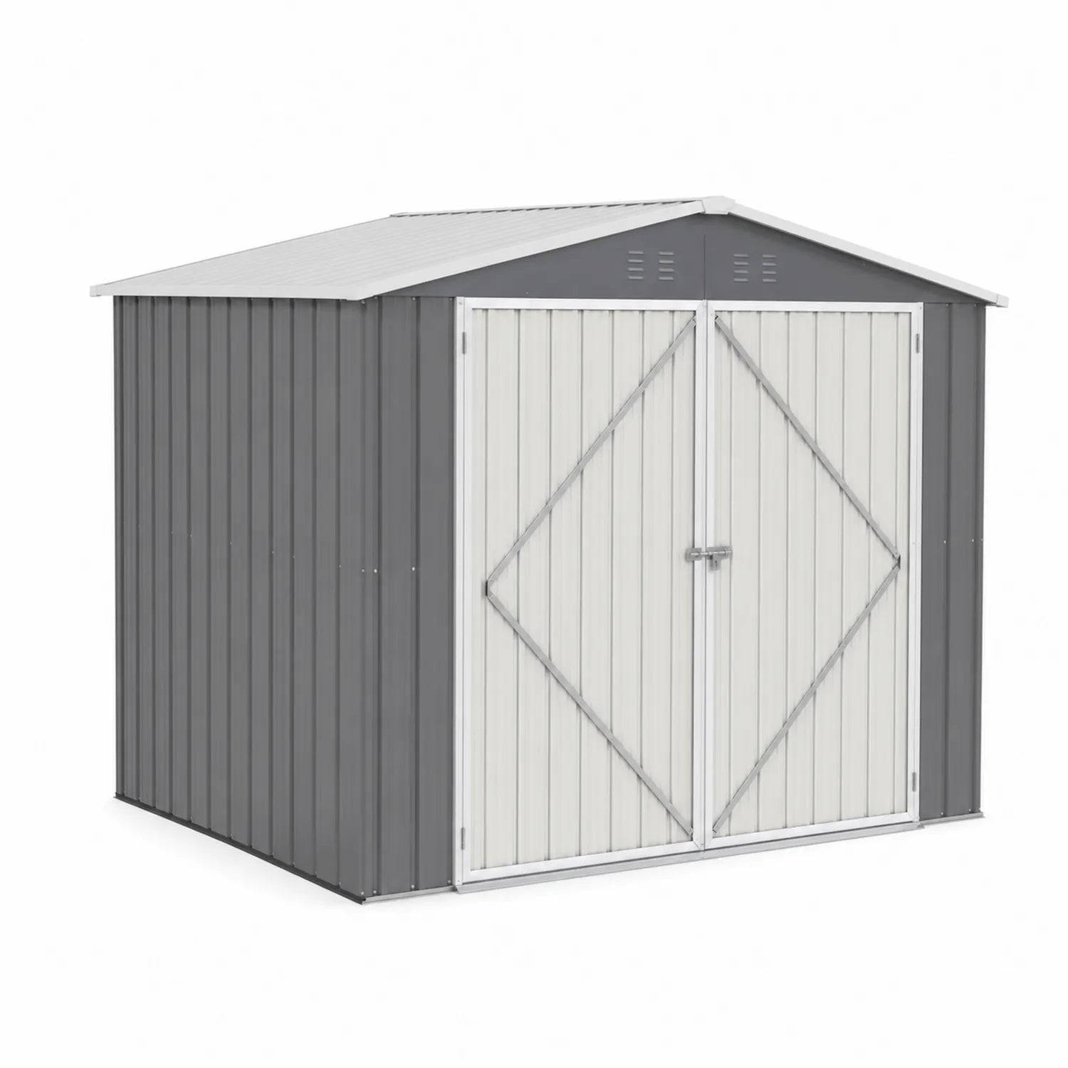 Abri de jardin en métal Gris/Blanc 213x127x185 cm