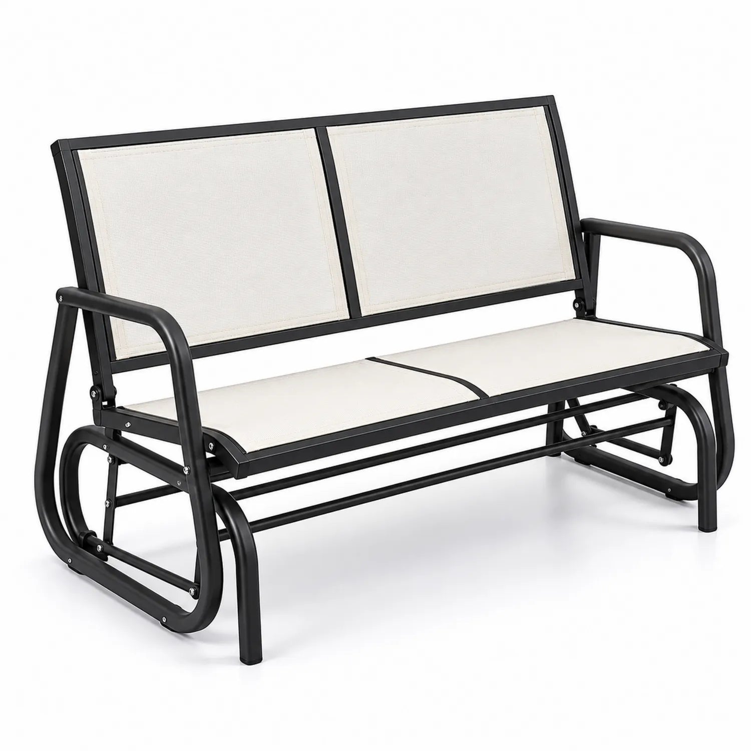 Banc à bascule en métal et tissu Noir/Crème