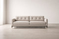 Beige Polyester Fabric Sofa with Solid Wood Frame