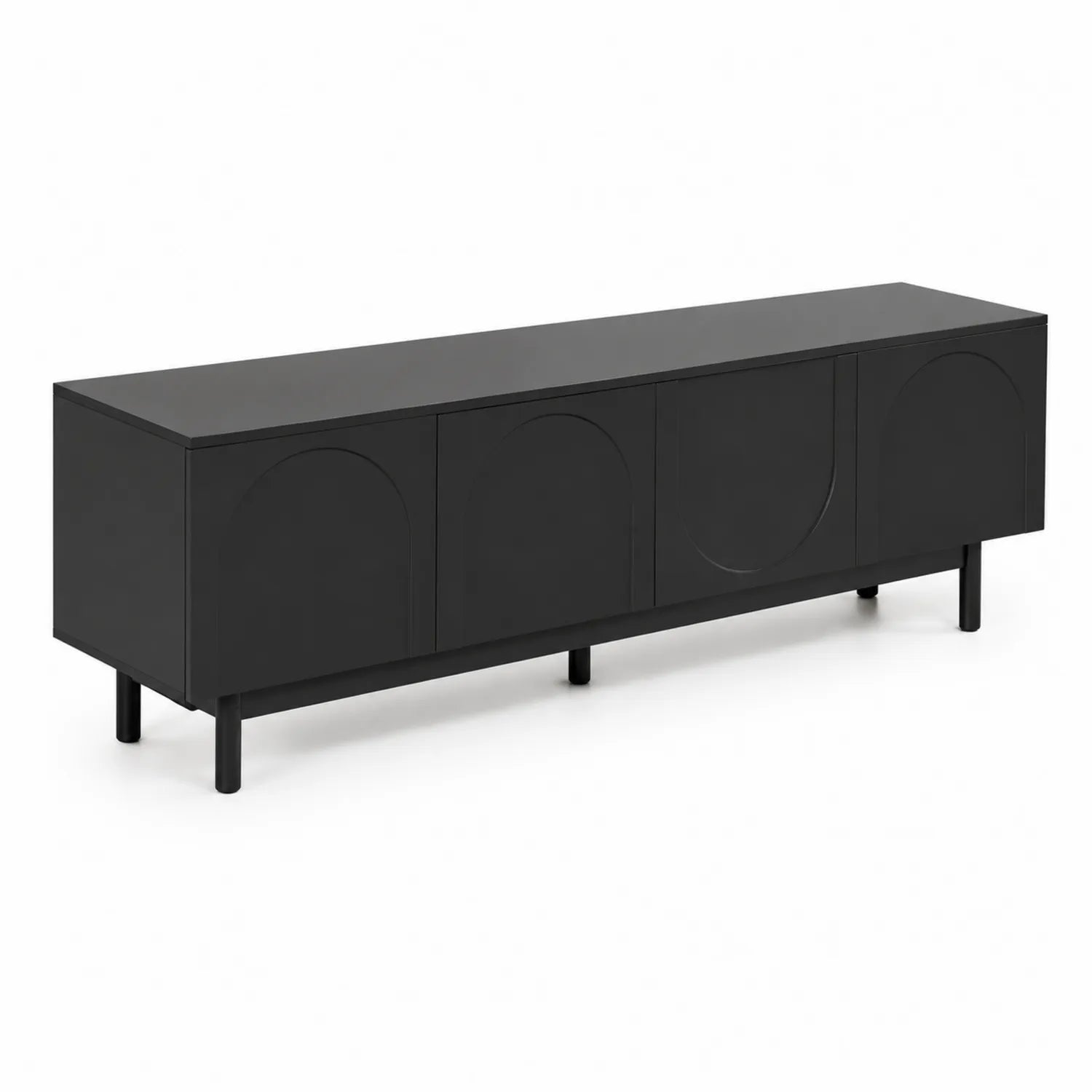 Meuble TV Métal Noir avec Portes 180x40x50cm