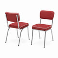 Silla de metal y polipiel roja, juego de 2