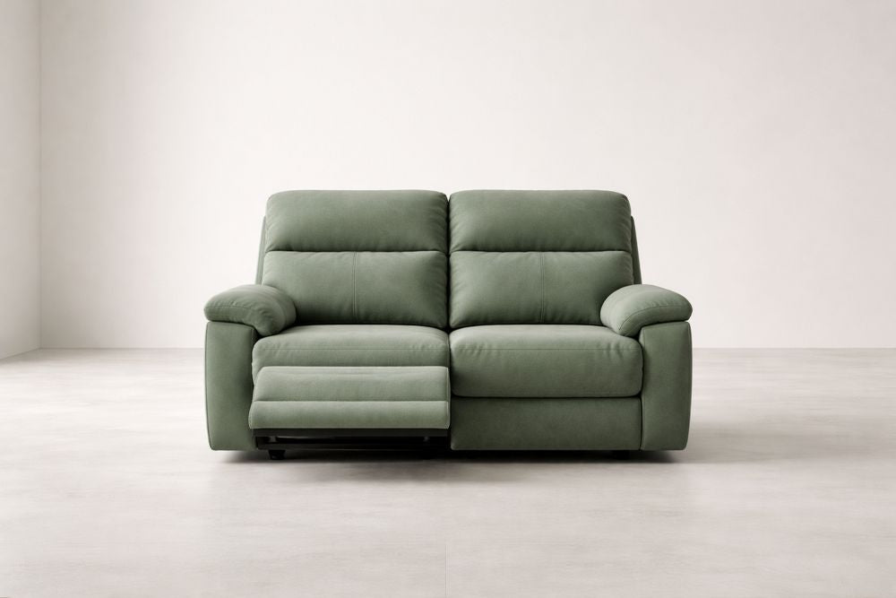 Green Fabric Reclining Sofa 2-Seater
