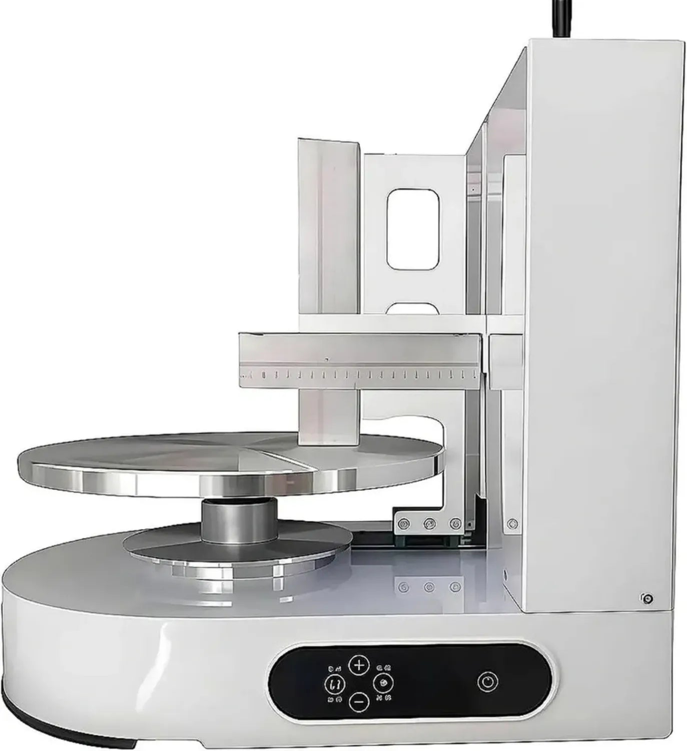 Appareil Automatique pour Glacer les Gâteaux 4-12 pouces, Silencieux avec Plateau Tournant et Grattoir Ajustable, Lisseur à Crème pour Pâtisserie, Couleur Blanche
