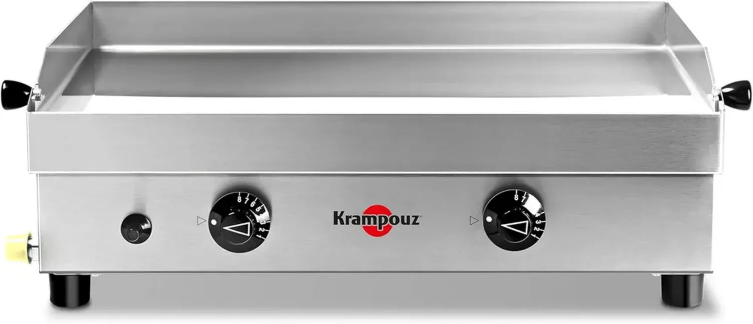 Plancha à Gaz KRAMPOUZ SAMBA - 54x33 cm en Inox - 2 Zones avec Brûleurs Puissants - 3000W, Nettoyage Aisé - Fabrication Française