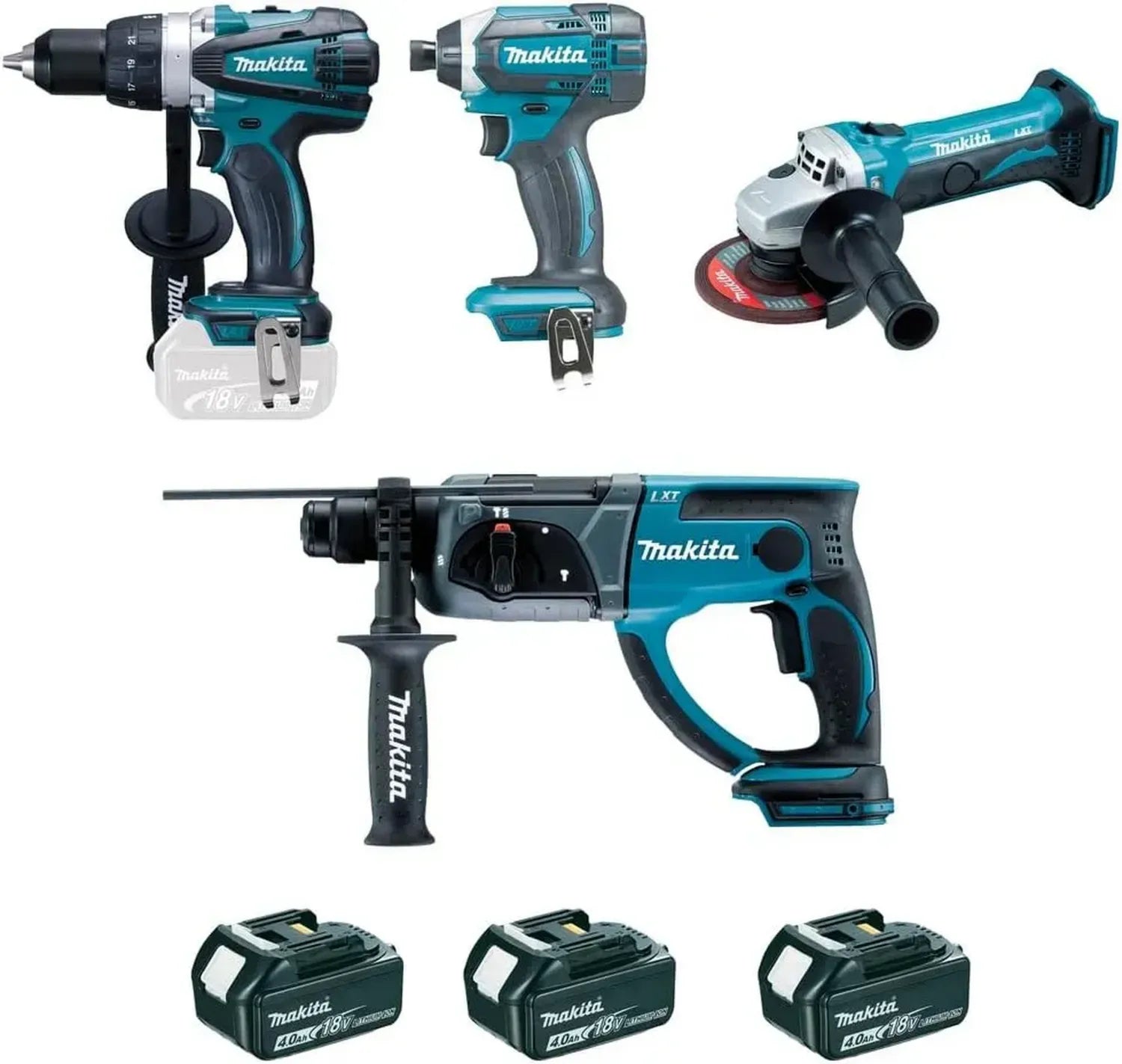 Kit d'Outils Électriques 18 V Li-Ion 4 Ah avec 4 Machines