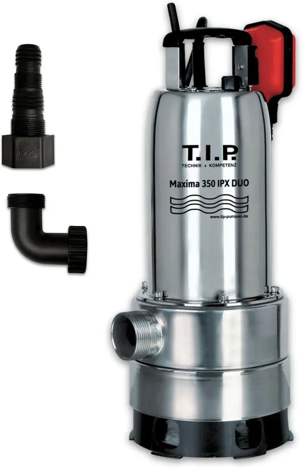 Pompe Submersible T.I.P. Maxima 350 IPX en Acier Inoxydable, Débit 20000 l/h, Hauteur de Refoulement 8 m, 800W