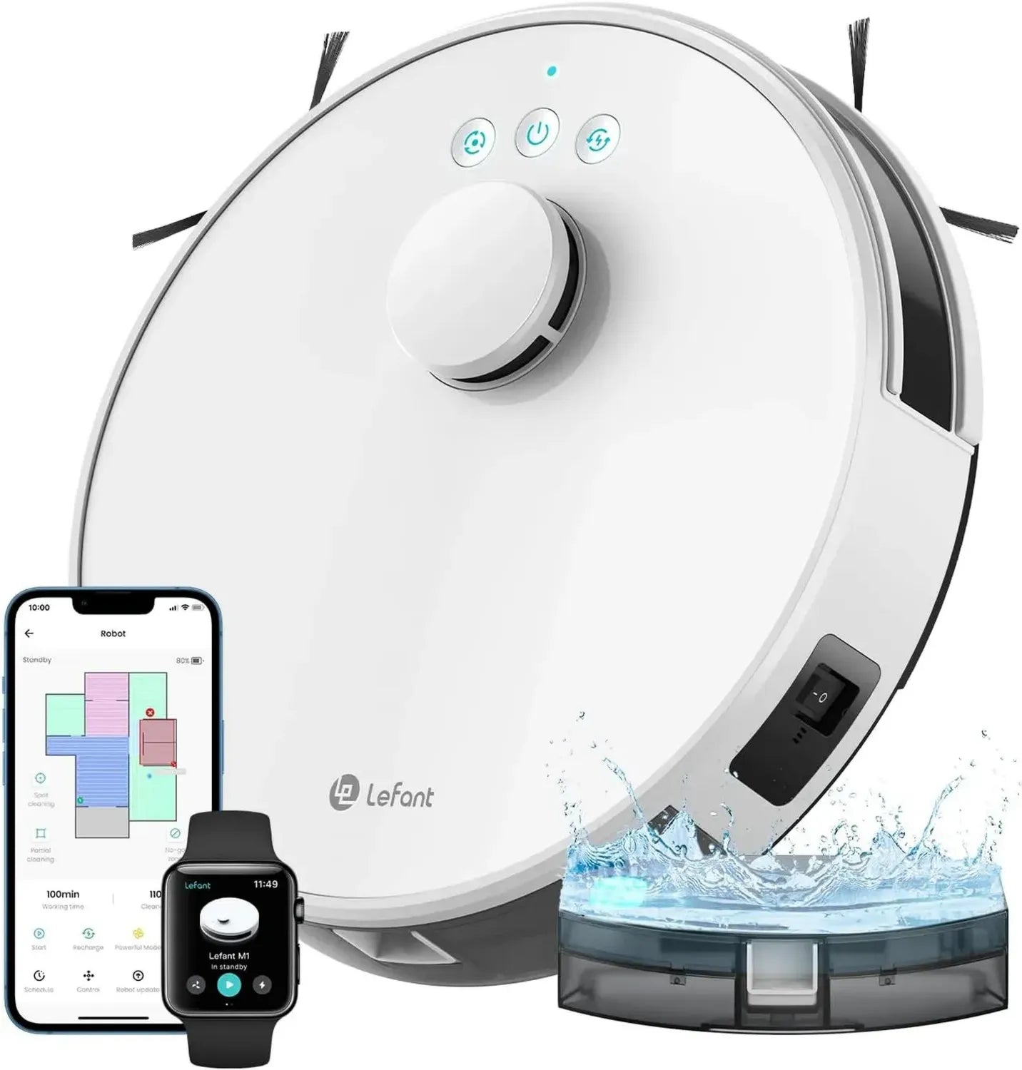 Aspirateur Robot Lefant M1: Puissance 4000Pa, Navigation LiDAR, Cartographie Avancée, Compatible Alexa et Application, Parfait pour Animaux et Tous Types de Sols