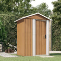 Abri de jardin en métal robuste pour outils et bois – 126x97,5x177 cm – Coloris marron