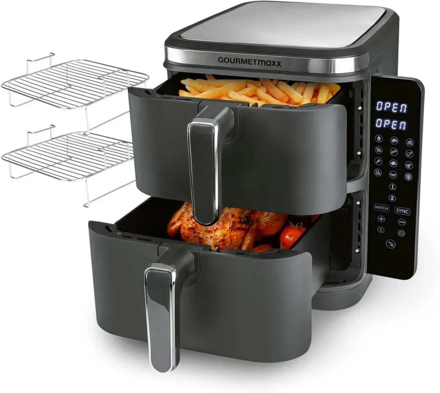 Friteuse à Air Chaud Double Chambre 10L avec Écran Tactile - Compacte et Efficace