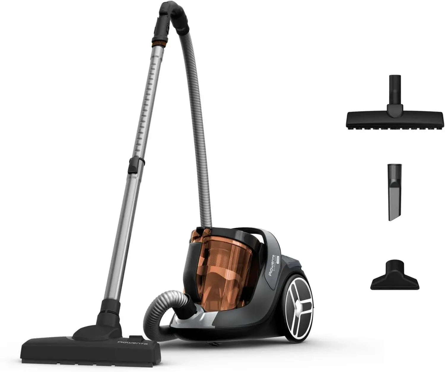 Aspirateur Cyclonique Ultra Silencieux Rowenta, 2,5L, Sans Sac, Efficacité Maximale, Conçu en France, Modèle RO7230EA, Gris/Orange