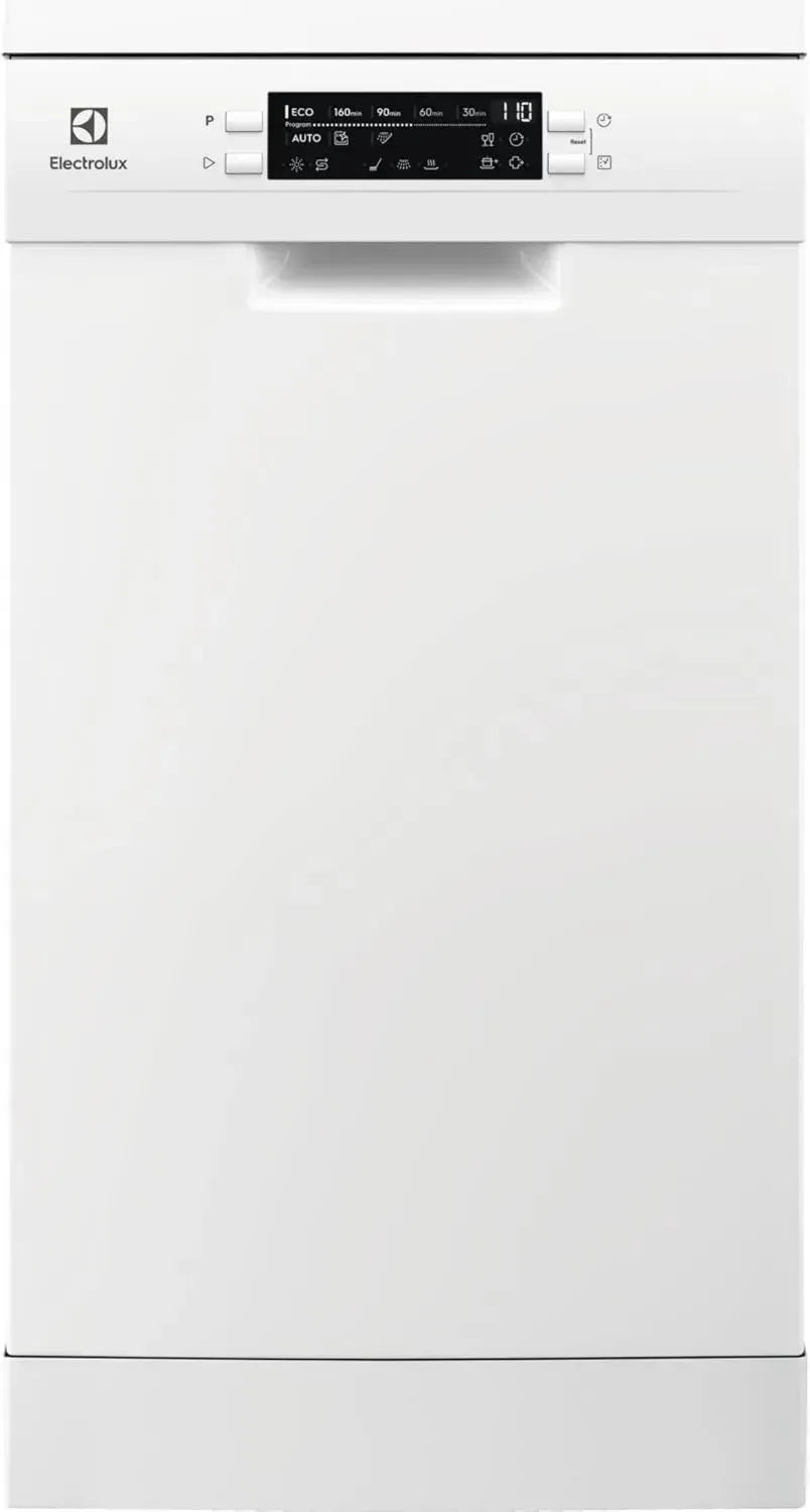 Lave-vaisselle Electrolux 45 cm, 9 couverts, Série 600, Technologie SatelliteClean, Moteur Inverter, 8 Programmes, Option ExtraHygiène, Système AirDry, Blanc