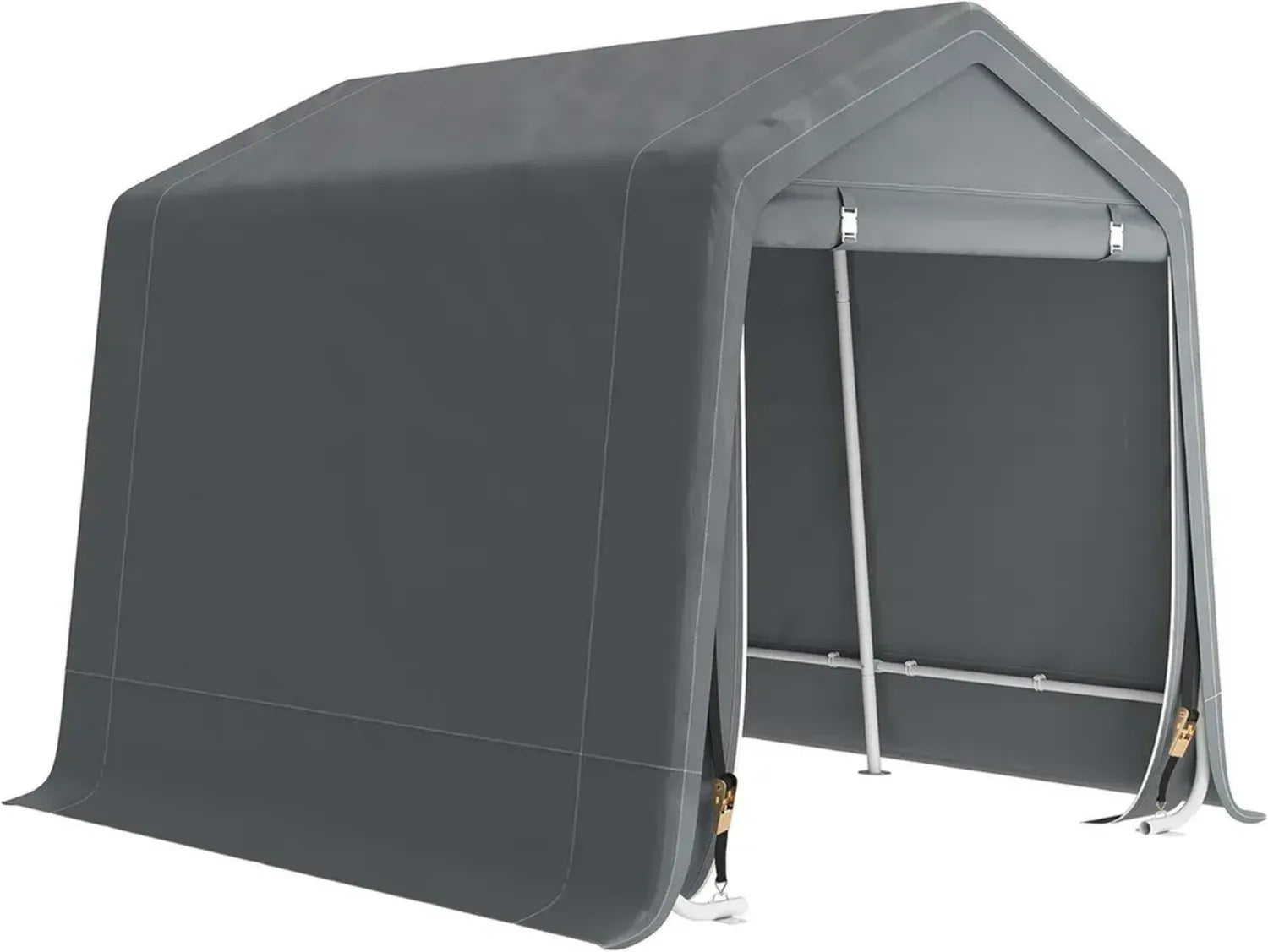 Abri de Rangement Extérieur pour Motos et Vélos 2,4x2m, Structure Métallique et Toile PE, Gris Anthracite