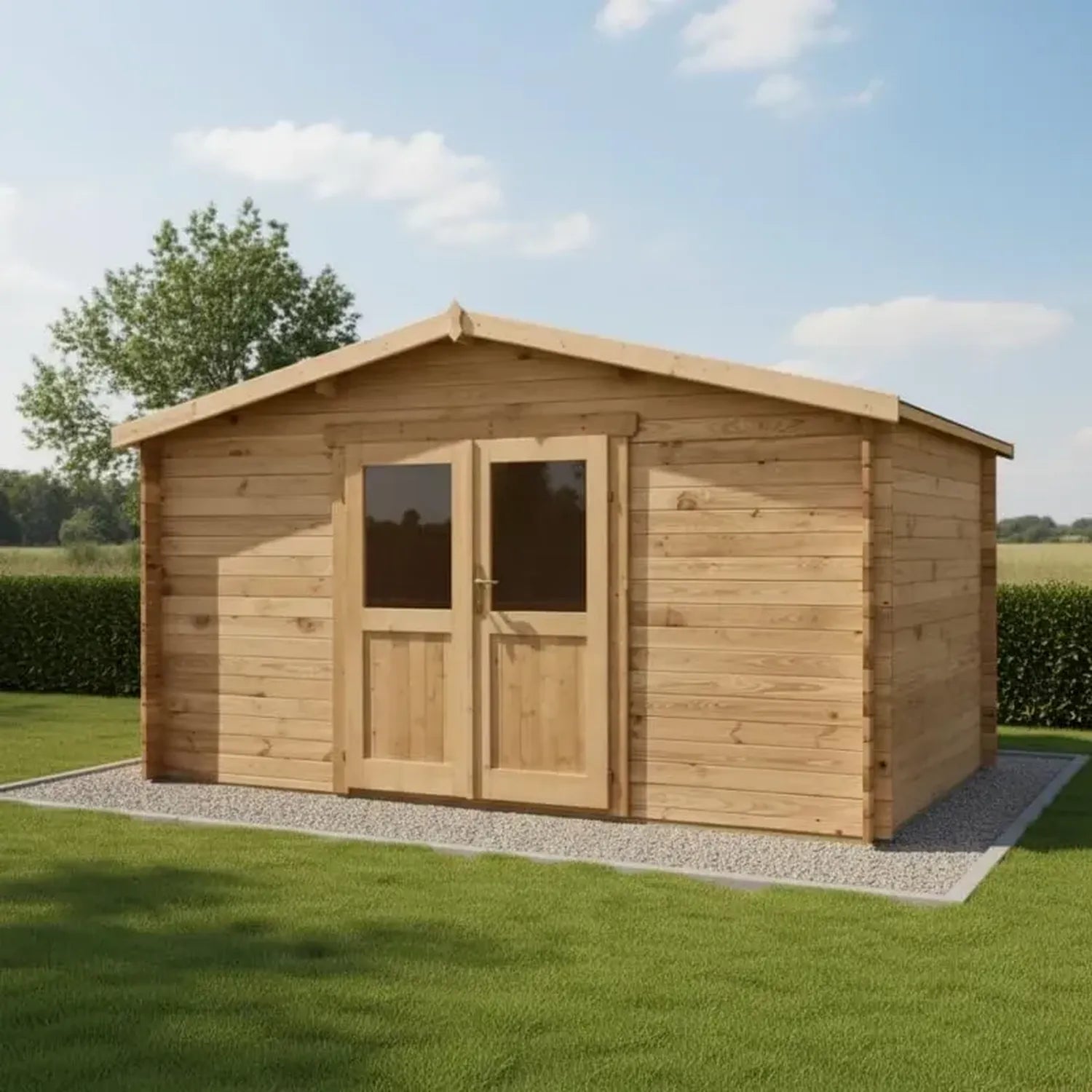 Abri de Jardin en Bois Massif 12m² avec Porte Vitrée et Serrure