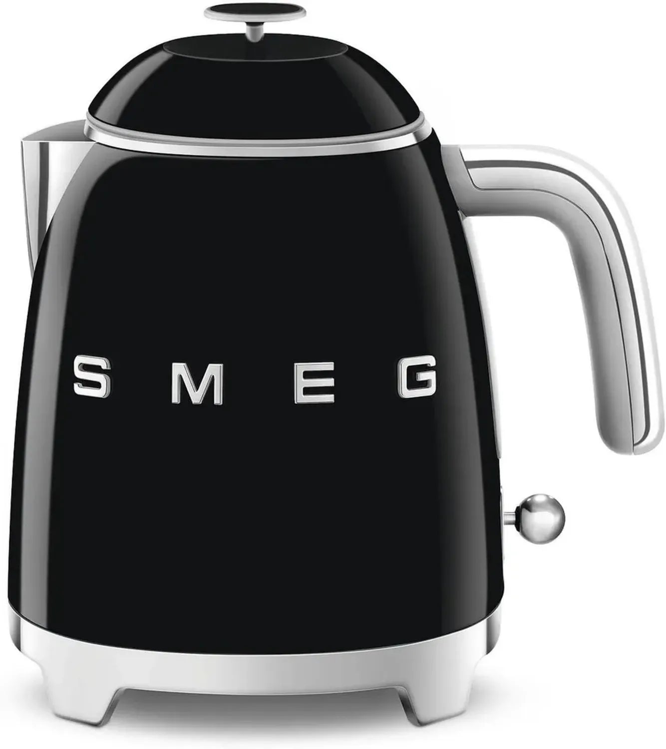 Smeg Bouilloire Électrique Compacte 0,8 L - Design Moderne avec Filtre Inox et Sécurité Automatique, Indicateur de Niveau d'Eau, Base Stable, Rangement Cordon, 1400W, Noir