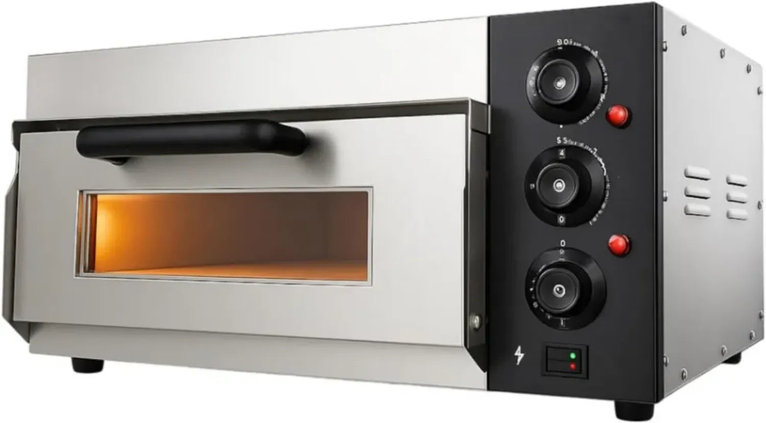 Mini Four à Pizza Électrique 40 cm - 2000W - Pierre Réfractaire - Jusqu'à 350°C - Acier Inoxydable