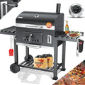 Barbecue XXL au Charbon sur Roues avec Couvercle et Thermomètre
