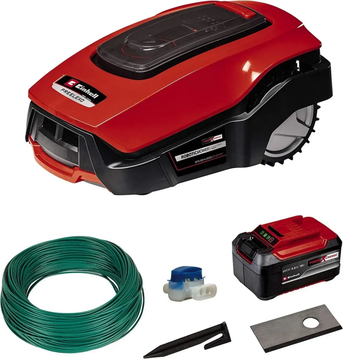 Tondeuse Robot Einhell FREELEXO 1200 LCD BT avec Batterie Power X-Change 18V, 1200 m², Compatible Bluetooth, Inclinaison jusqu'à 35%, Accessoires Inclus