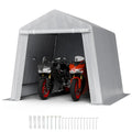 Abri de Jardin VEVOR 245x245 cm avec Porte Enroulable, Tente de Rangement Extérieur Robuste pour Motos et Outils, Couleur Grise